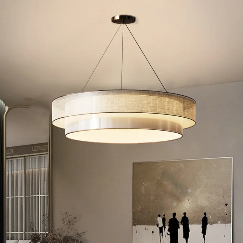 Modern circular fabric chandelier for elegant interiors