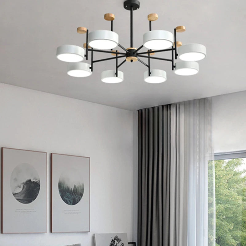 Nordic style iron and acrylic wood chandelier for interior decoration - vue 3 sur 6