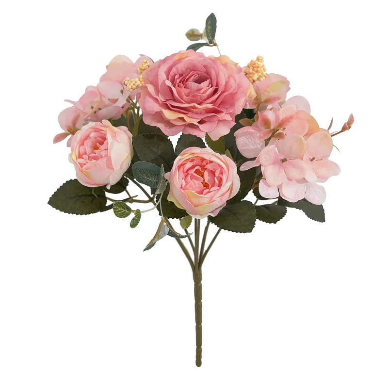 Vintage peony and hydrangea bouquet for wedding decoration