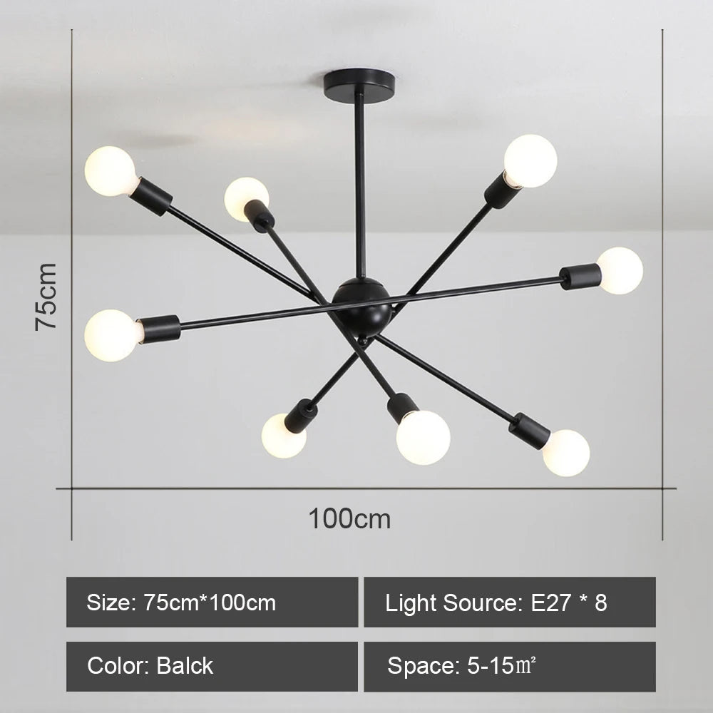 lustre moderne nordique sputnik avec éclairage led intérieur - vue 11 sur 16
