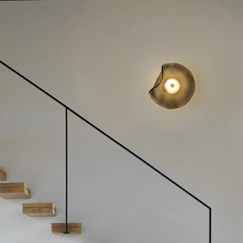 Art deco style grey amber glass LED wall light - vue 5 sur 8
