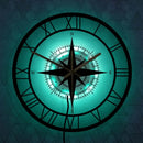 silent wall clock with compass and direction map