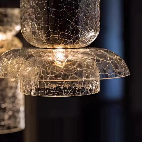 Modern crackled glass chandelier for elegant interiors - vue 5 sur 9