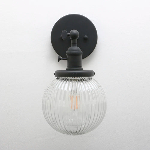 Phansthy vintage industrial wall light with round glass shade - vue 10 sur 10