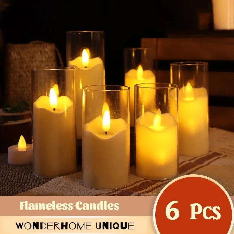 Set of 6 flameless LED candles for wedding and Christmas