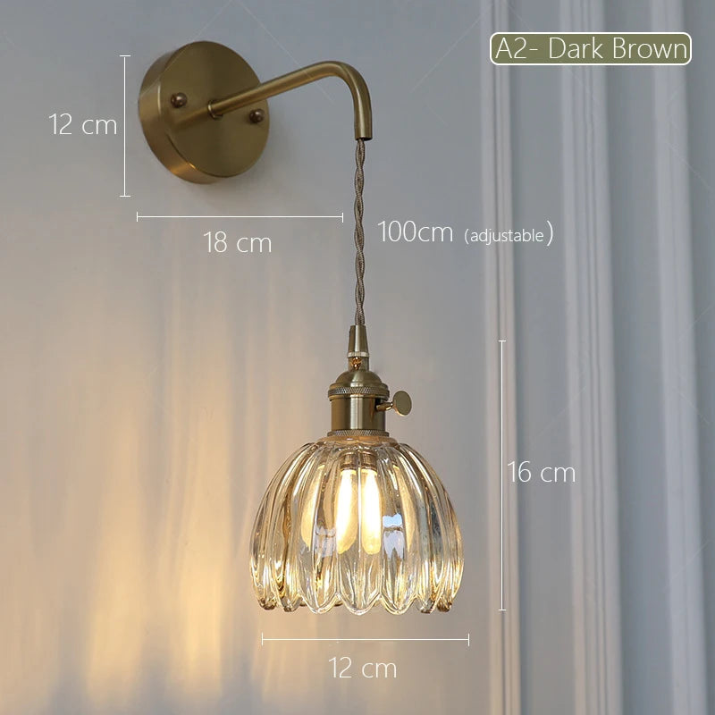 Retro Japanese floral glass wall light modern and chic design - vue 9 sur 18