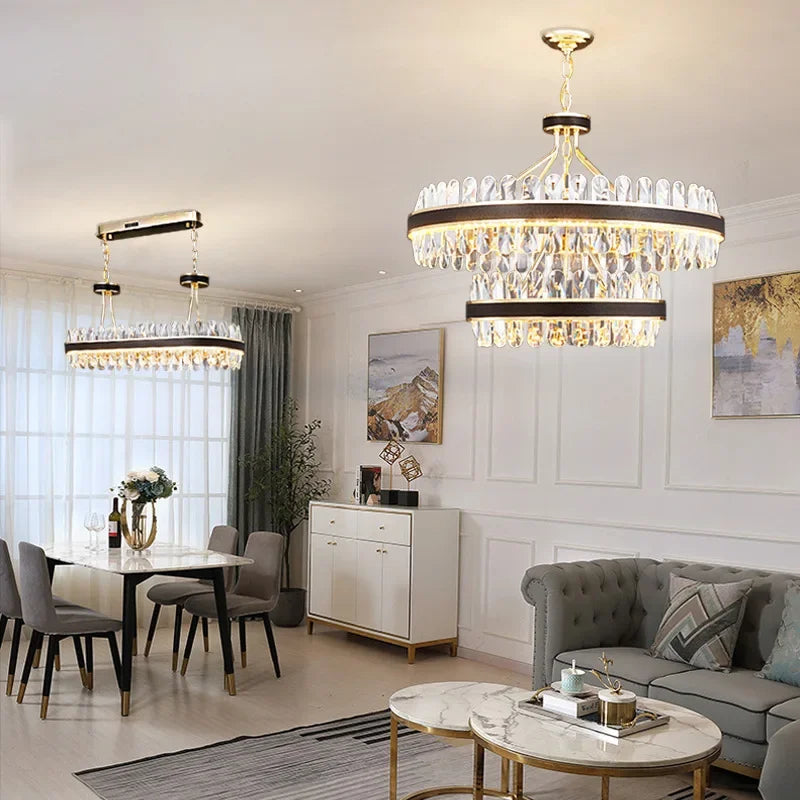 Modern crystal chandelier round LED lighting