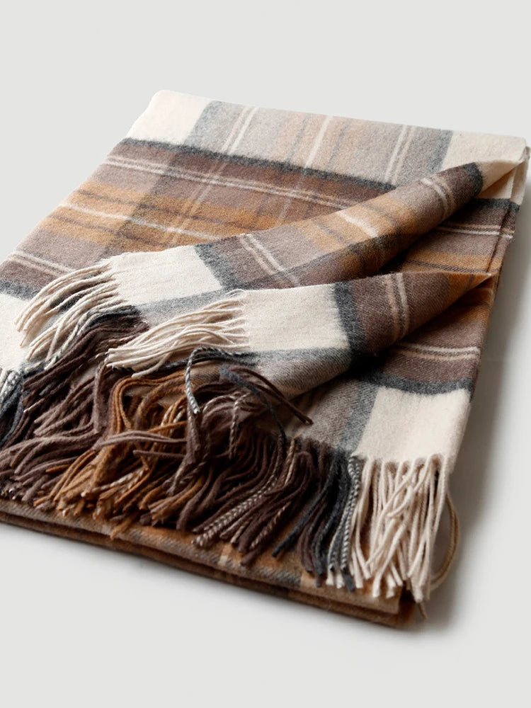 Warm tartan wool and cashmere plaid, pastoral style