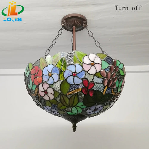 Tiffany style grape flower chandelier - vue 7 sur 6