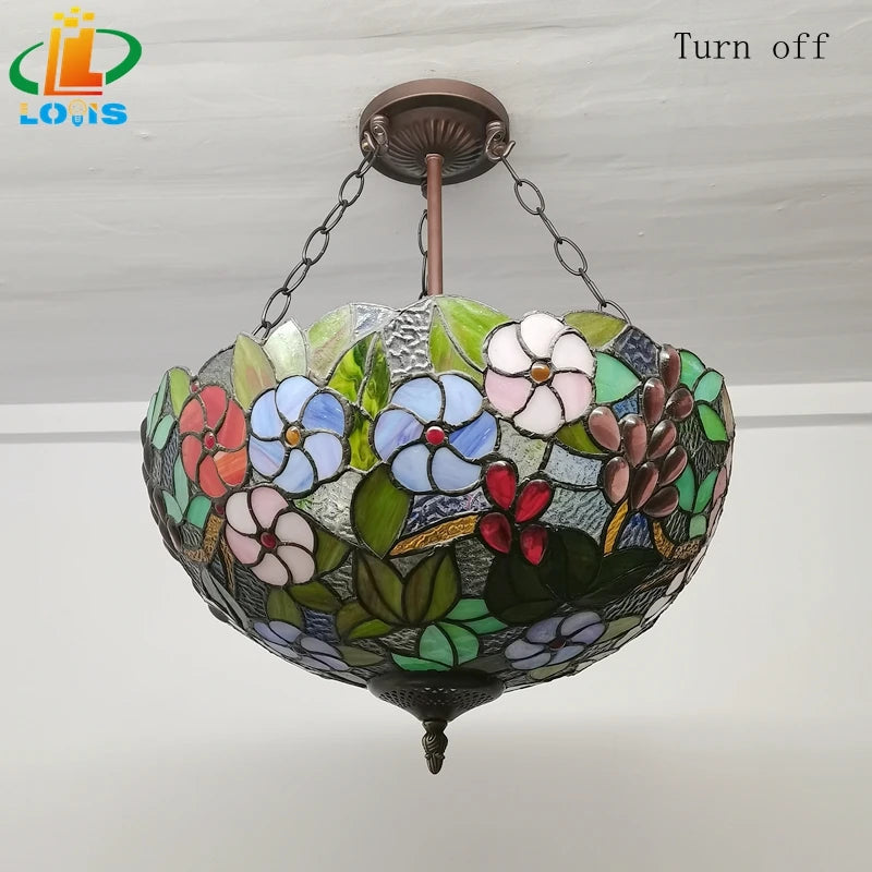 Tiffany style grape flower chandelier - vue 6 sur 6