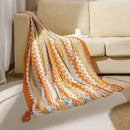 Boho woven throw with tassels soft for sofa or bed