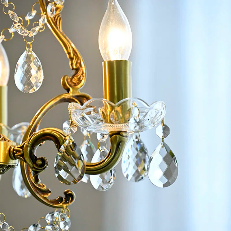 Elegant retro chandelier with crystal beads loft decor - vue 5 sur 6