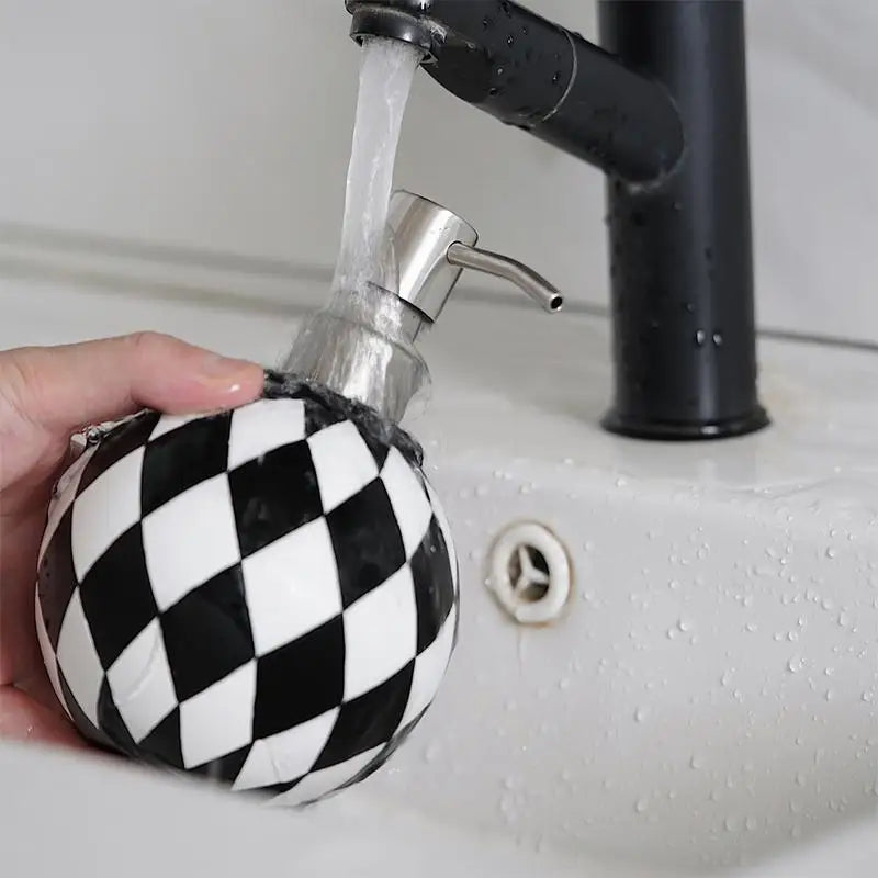 modern checkerboard soap dispenser for kitchen and bathroom