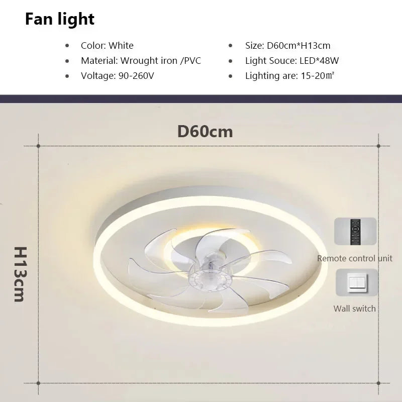 Modern LED ceiling light with fan and remote control - vue 12 sur 14