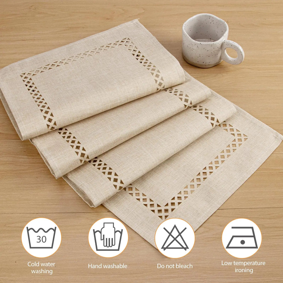 Modern openwork linen table runner - vue 6 sur 13
