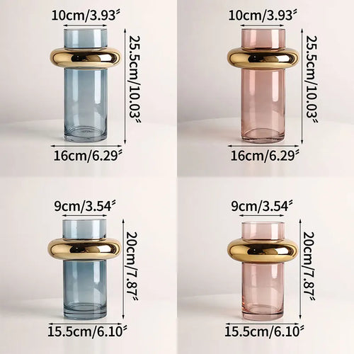 Nordic golden glass vase for hydroponic flowers home decor - vue 7 sur 10