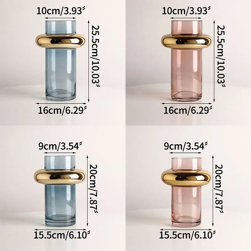 Nordic golden glass vase for hydroponic flowers home decor - vue 6 sur 10