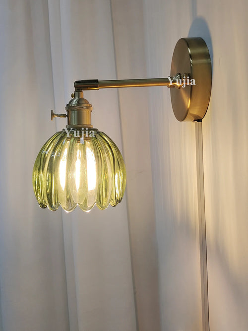 Retro Japanese floral glass wall light modern and chic design - vue 7 sur 18