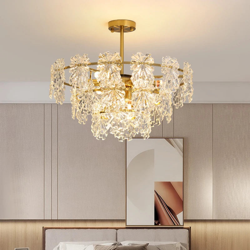 Modern crystal chandelier with floral design pendant light