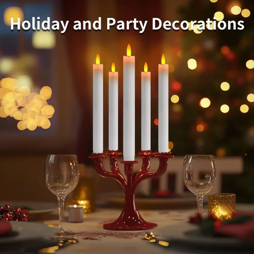 LED flickering taper candles with remote control for parties and occasions - vue 5 sur 8