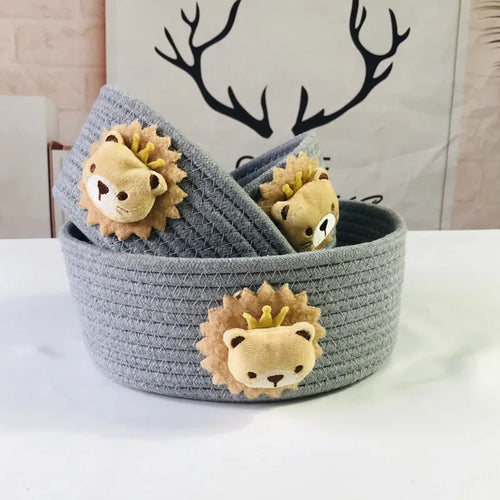 woven animal storage basket for toys and miscellaneous items - vue 5 sur 21