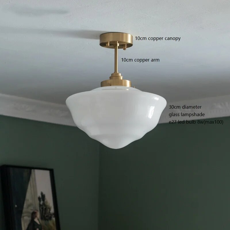 Milky white glass LED pendant light - vue 13 sur 30