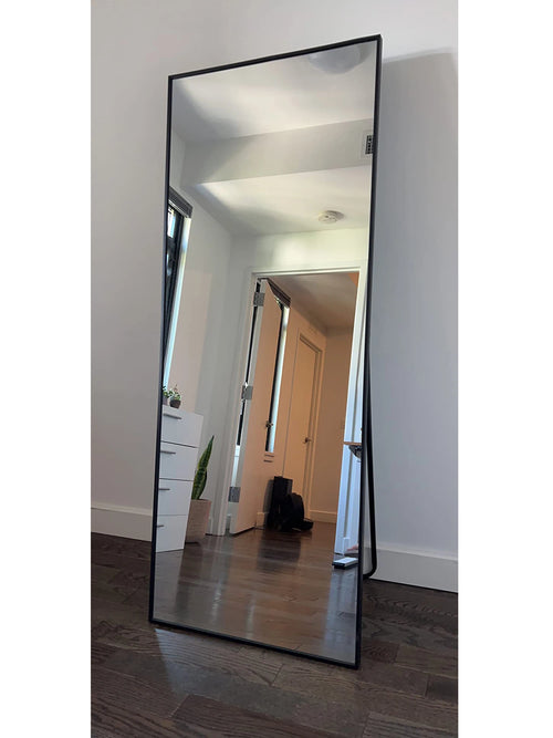 CASSILANDO Full Length Mirror 65" * 24", Floor Standing Mirror, Black Metal Frame Mirror， Full Body Mirror - vue 4 sur 8