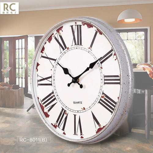 retro silent shabby chic wall clock for home decor - vue 3 sur 7