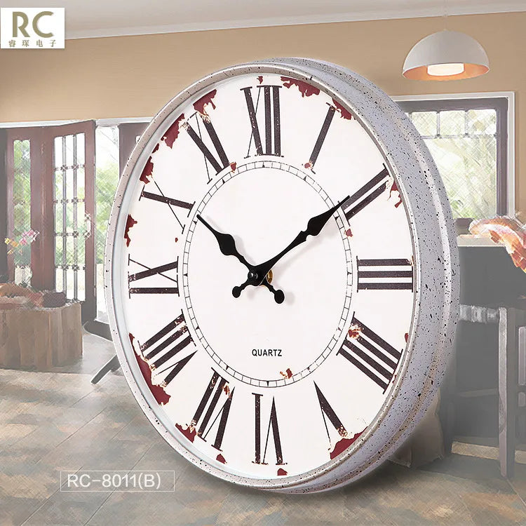 retro silent shabby chic wall clock for home decor