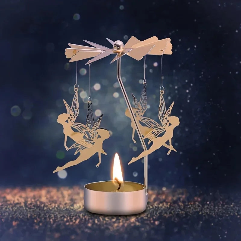 Rotating metal candle holder for party decorations and gifts