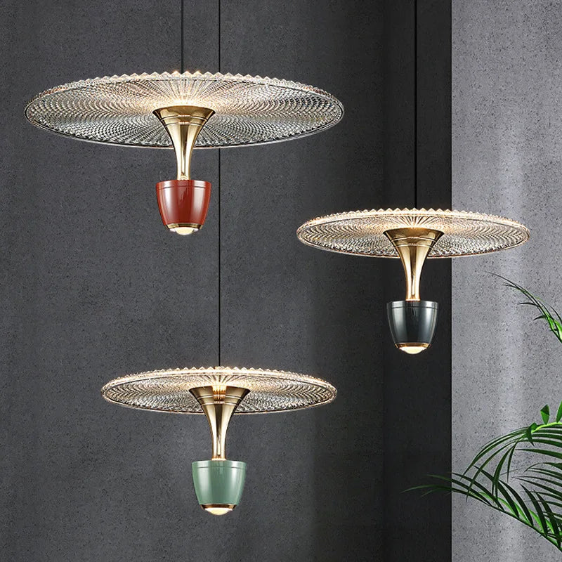 Round acrylic LED pendant light with adjustable cord