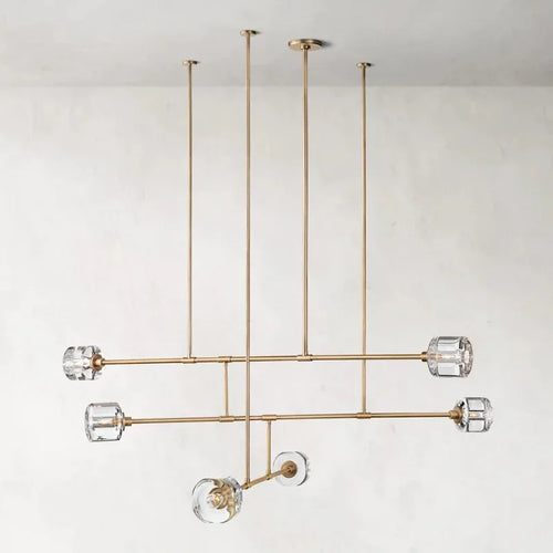 Modern American style crystal chandelier in polished copper - vue 3 sur 10