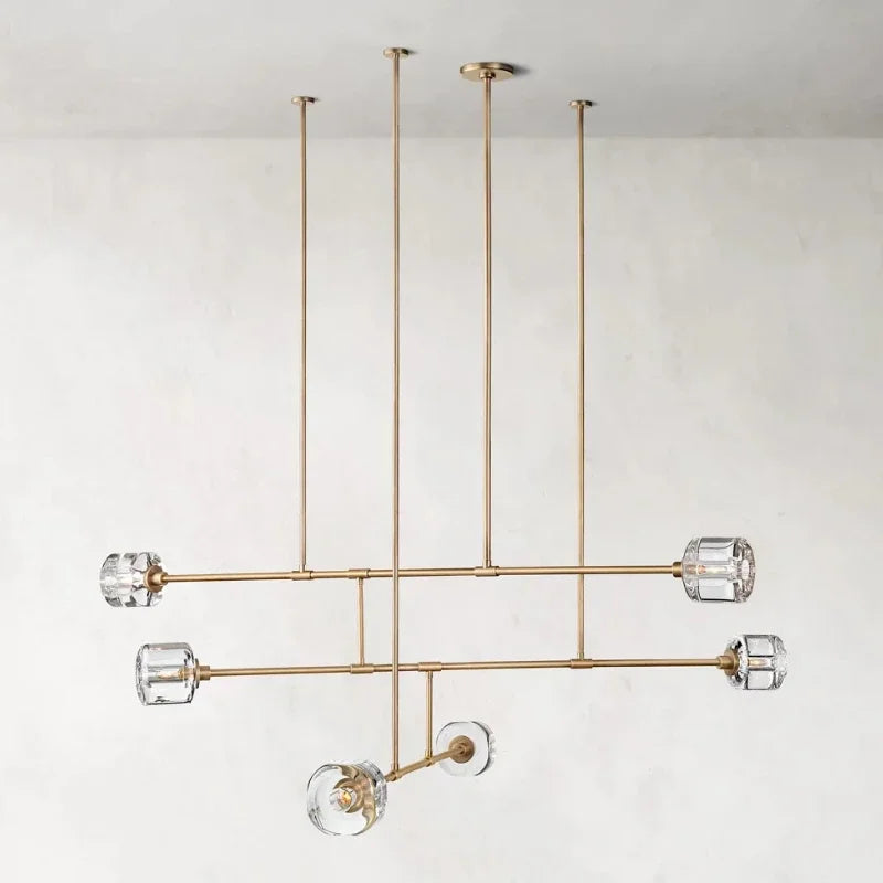 Modern American style crystal chandelier in polished copper
