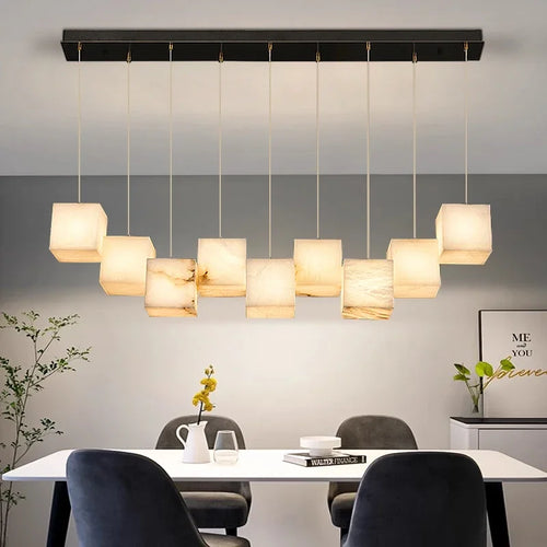 Spanish marble chandelier with minimalist Chinese style for elegant interiors - vue 5 sur 15