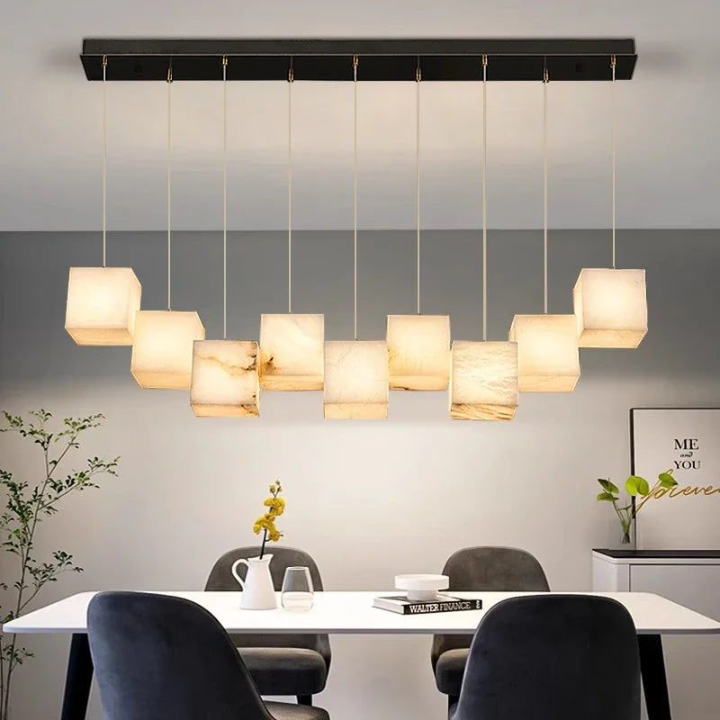 Spanish marble chandelier with minimalist Chinese style for elegant interiors - vue 4 sur 15