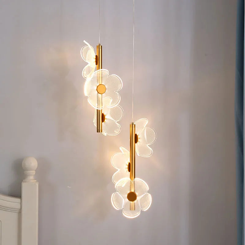 Flower design LED pendant light for children's room and study