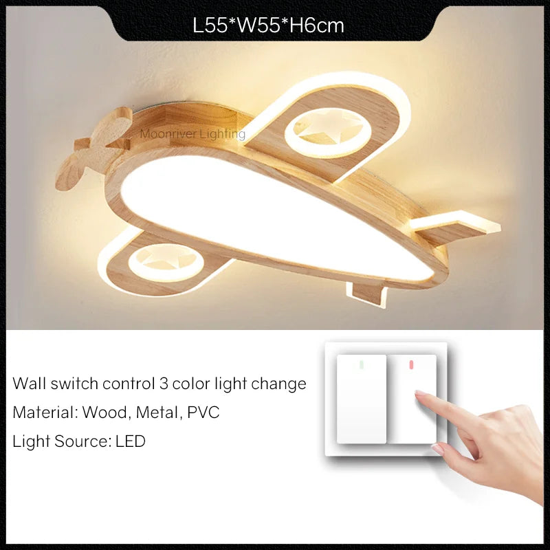 Wooden chandelier for children's room decorative pendant light - vue 12 sur 15