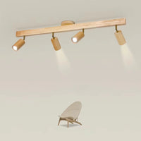 Modern wooden LED ceiling light with track spotlight