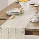Boho ivory macramé table runner with fringe