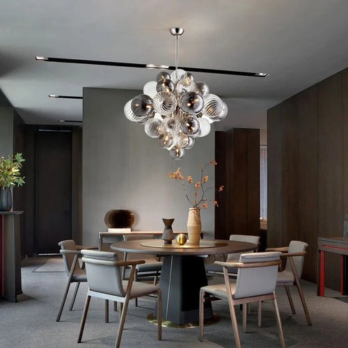 Nordic creative iron and glass bubble luxury chandelier - vue 2 sur 10