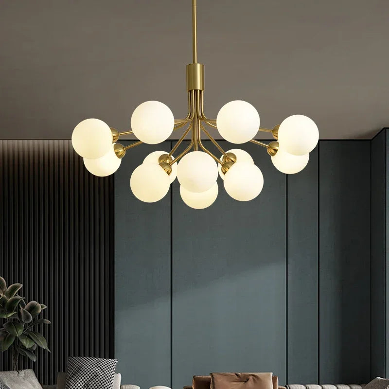 Modern glass bubble and flower decorative chandelier - vue 5 sur 12