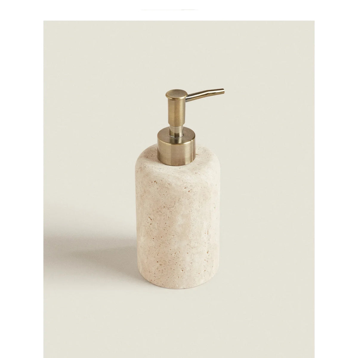 D8x18CM H Natural Yellow Travertine Marble Stone Refillable Bathroom Liquid Dispenser, Lotions Soap Container - vue 3 sur 5