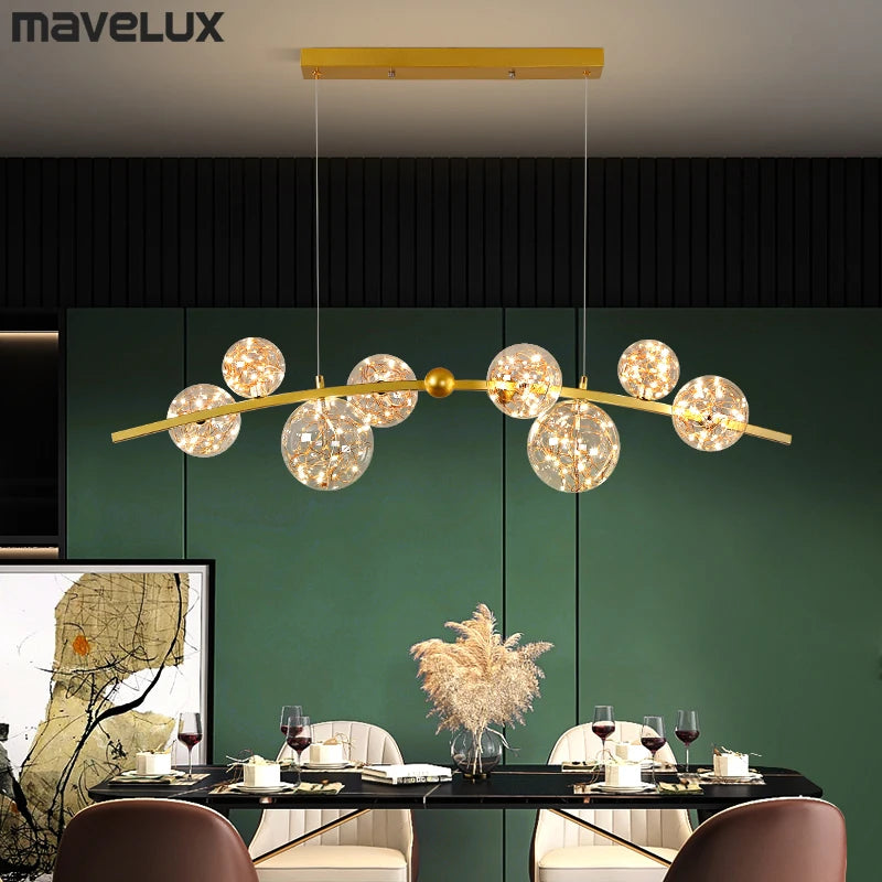 Nordic LED pendant light clear glass globe for bar restaurant