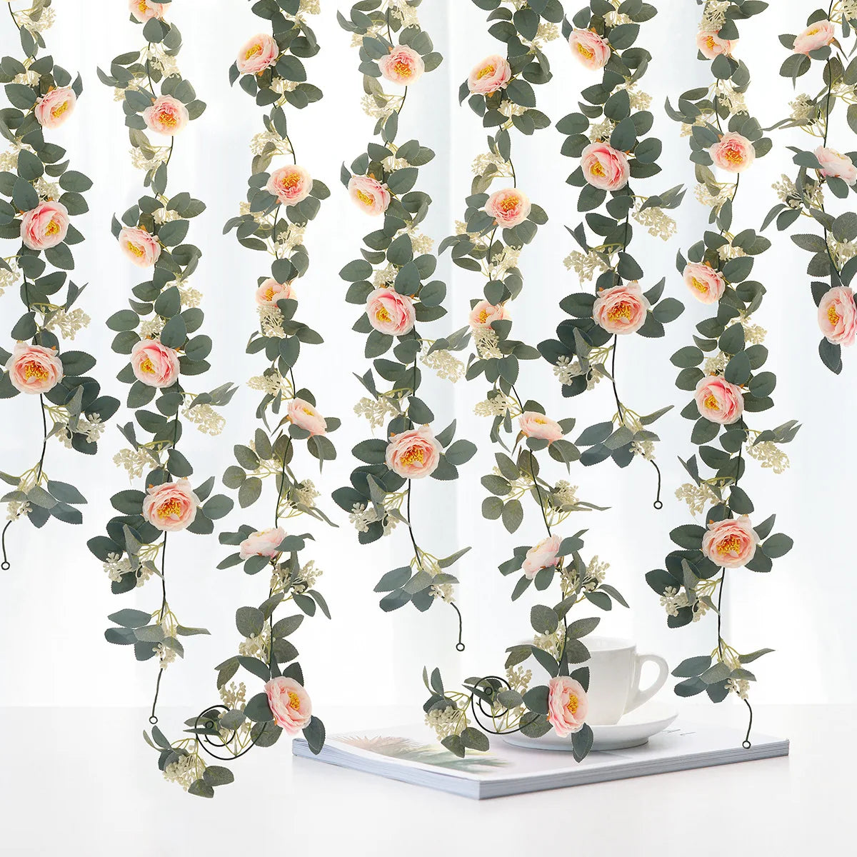 Artificial silk rose decorative vine - vue 4 sur 11