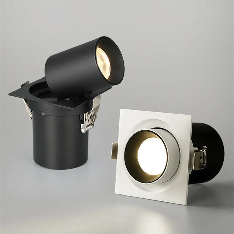 Square telescopic recessed LED spotlight with flexible rotation for home - vue 6 sur 10