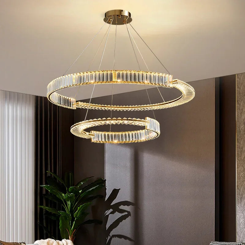 Modern K9 crystal chandelier for elegant interior decor - vue 3 sur 12