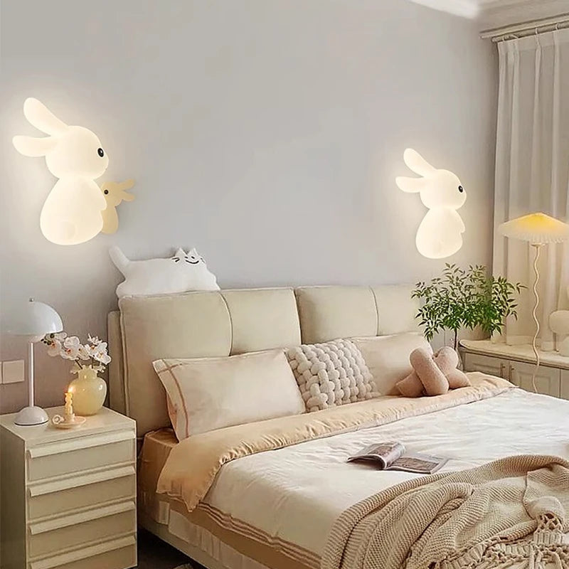 Children's wall light with bunny, carrot and cloud design - vue 3 sur 12