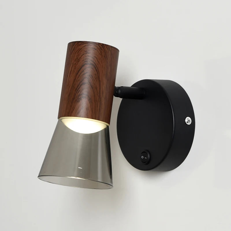 Modern LED wall light with switch and bedside lamp