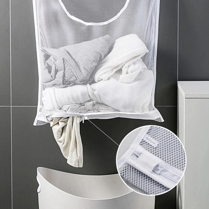 foldable laundry bag with hook for convenient storage - vue 3 sur 7