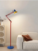 Rotating telescopic floor lamp with long arm decorative art design